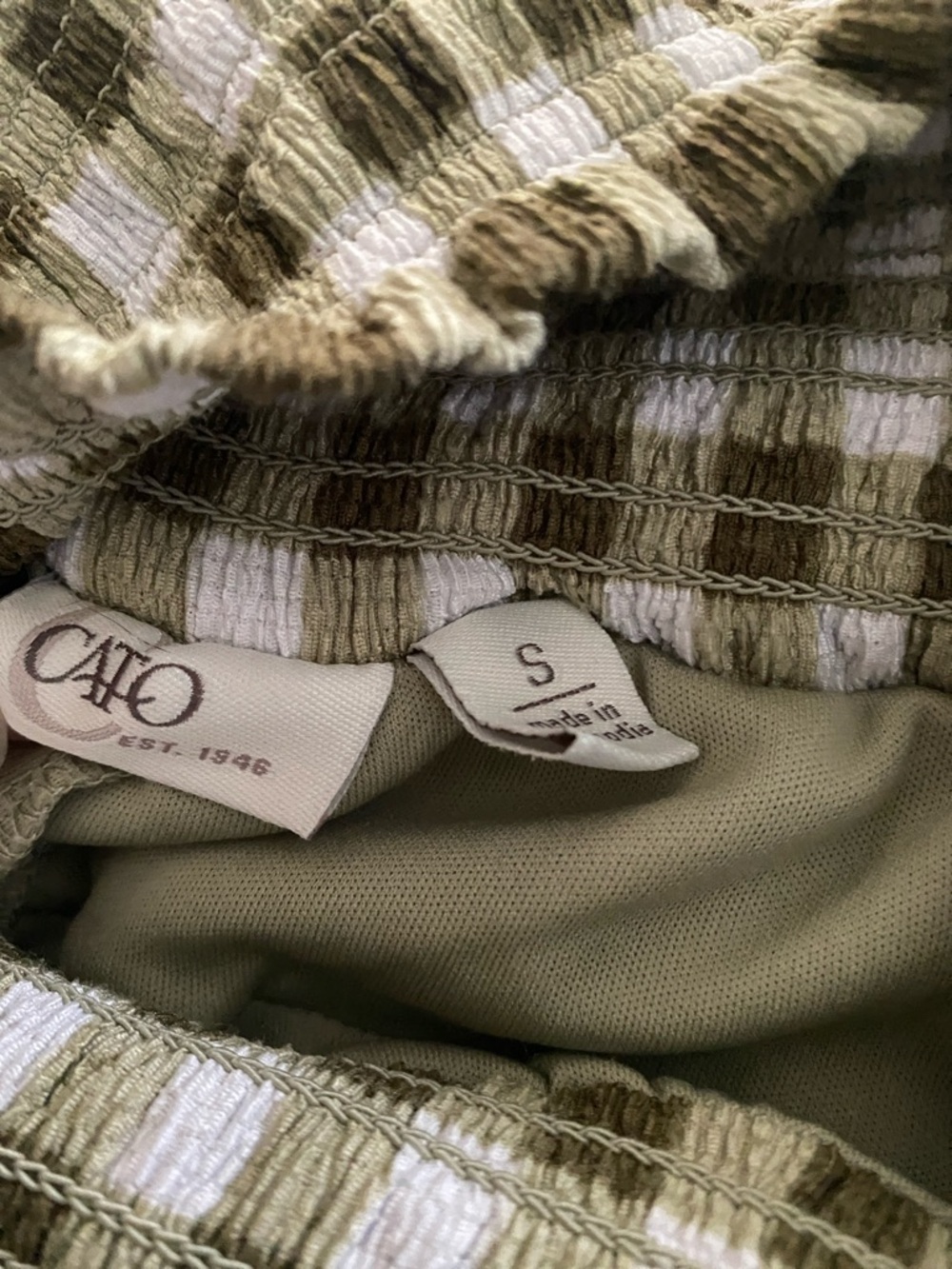 Cato Olive Green & White Gingham Ruffle Skirt - Picture 2 of 4